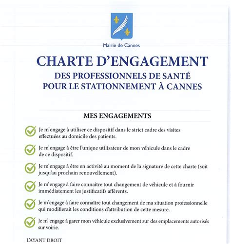 CHARTE D ENGAGEMENT DES PROFESSIONNELS DE SANTÉ POUR LE STATIONNEMENT A