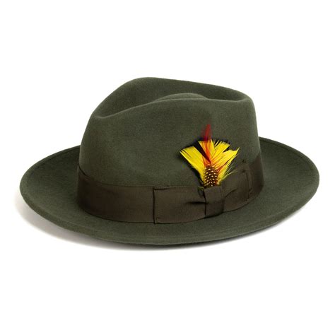 Men Crushable Olive Green Fedora Hat Men Suits Direct