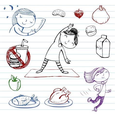 Premium Vector Healthy Lifestyle Doodle Set