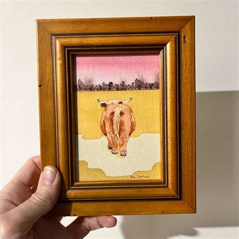 Original Highland Cow art - framed original art set "Coming and Going"