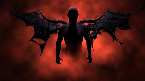 Black Devil With Wings In Red Smoke Background Hd Devil Wallpapers Hd