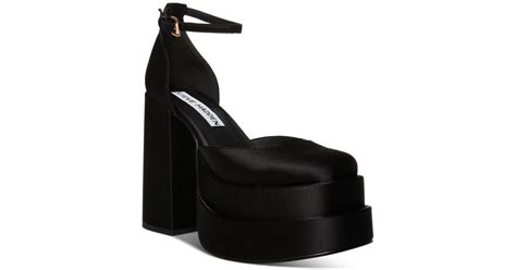 Steve Madden Satin Charlize Double Platform Pumps In Black Lyst