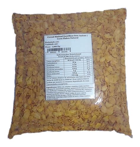 Cereal Matinal Natural Corn Flakes Sucrilhos Sem Açúcar 1 Kg