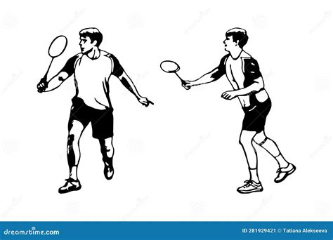 badminton players black  white