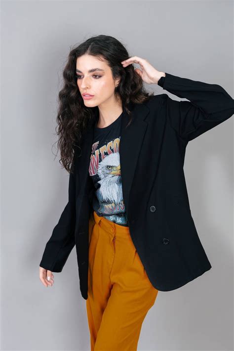 Blazer Preto Nina Oversized Marina Gabriella Roupas Femininas Loja