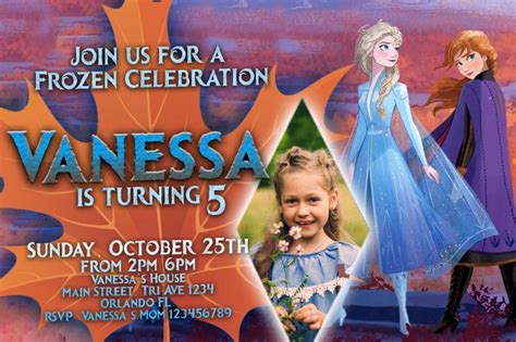 Frozen 2 Invitation Birthday Party With Photo Frozen 2 Etsy Disney