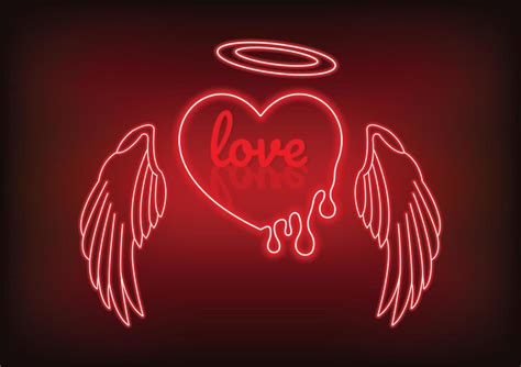 Valentines Day Neon Heart Background Vector Love Text 4398414 Vector