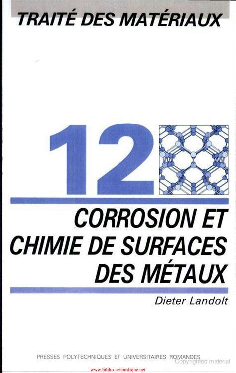 Solution Trait Des Mat Riaux Volume Chimie Et Corrosion De Surfaces