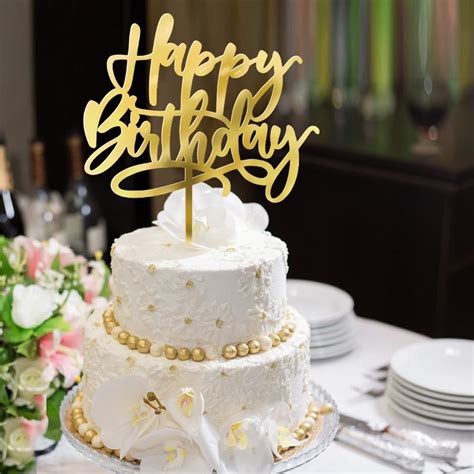 Kaoenla Golden Acrylic Cake Topper Birthday Party