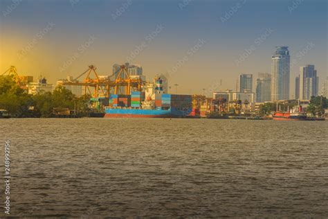 View Of Bangkok Port Authority Of Thailand Or Klong Toey Port Along