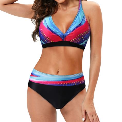 WILLBEST Swim Suits For Women 2024 Bikini Women Plus Size Print Bikini