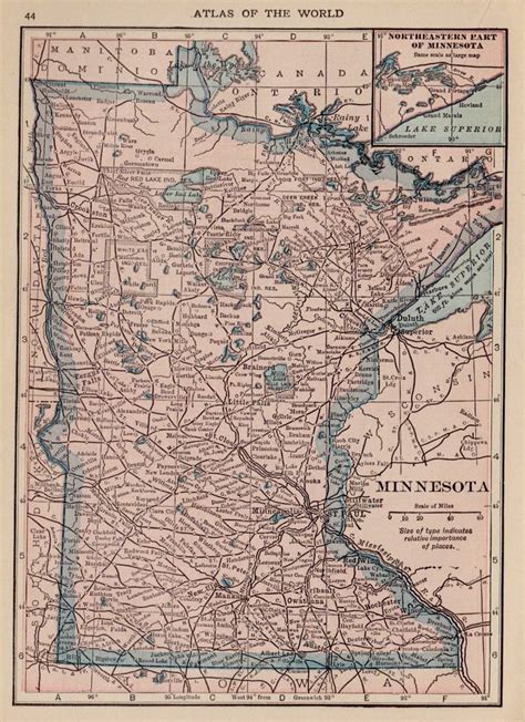 Vintage Minnesota State Map 1915