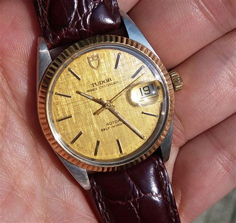 Fs Vintage Tudor 2 Tone Prince Oyster Date Auto 75203 Linen Dial Solid Gold Bezel Watchcharts