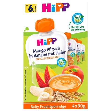 Hipp Bio Frucht Porridge Mango Pfirsich In Banane Mit Hafer X G Bei