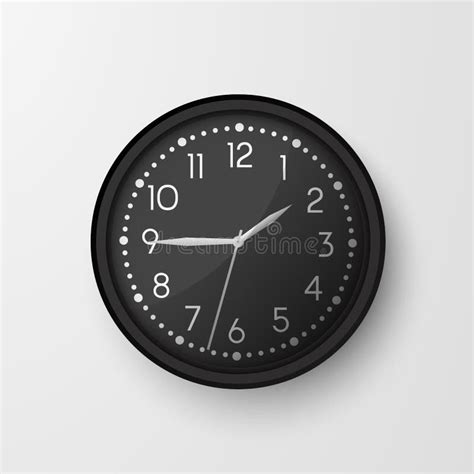 Wall Clocks Office Black And White Analog Clock Face Vector Circle Watches Stock Vector