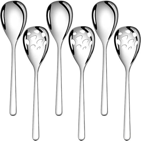 Ayfdishs 6 Piece Silver Serving Spoon Set94 Inch Large