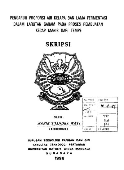 Pengaruh Proporsi Air Kelapa Dan Lama Fermentasi Dalam Larutan Garam