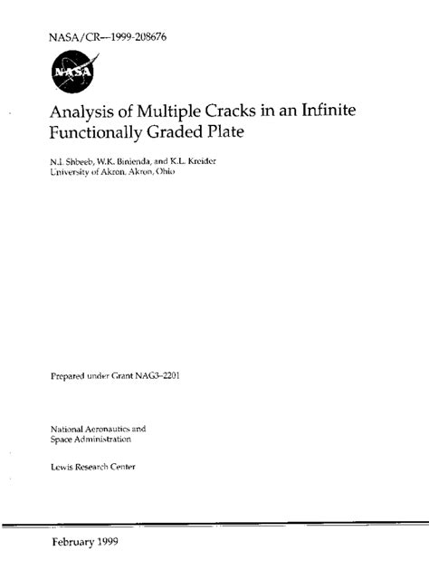 Fillable Online Ntrs Nasa Analysis Of Multiple Cracks In An Infinite