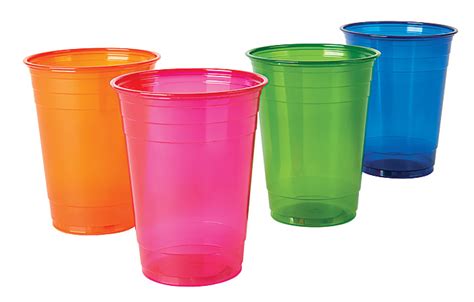 Highmark Plastic Cups Oz Assorted Clear Colors Pack Of Office