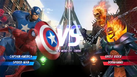 Captain América y Spider Man vs Ghost Rider y Dormammu Marvel Vs Capcom