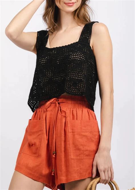 Lace Crochet Crop Knit Top Mtt Collective