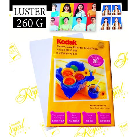 Kodak RC Photo Paper Inkjet Luster Glossy Resin Coating Waterproof A4