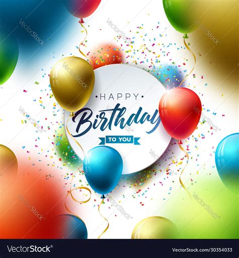 Happy Birthday Design With Balloon Royalty Free Vector Image