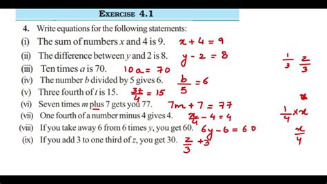 Q Ex Simple Equation Class Maths Ncert Write Equation For