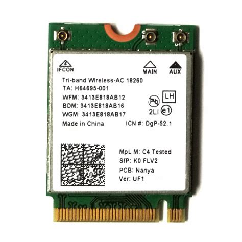 Wireless AC 18260 802.11ac 1200Mbps Mini PCi Express M2 NGFF WiFi ...