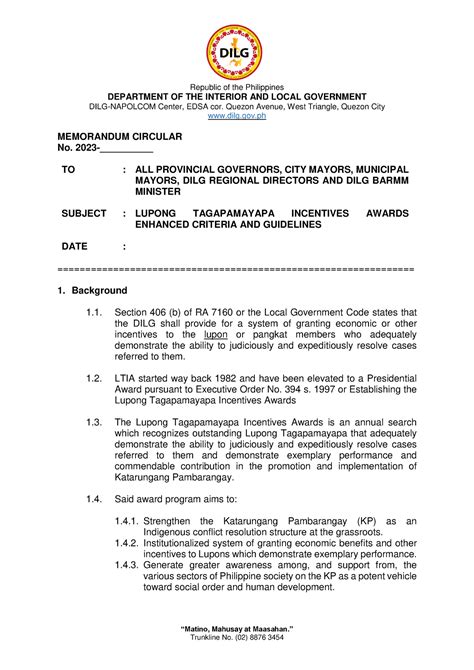 dilg memocircular    republic   philippines