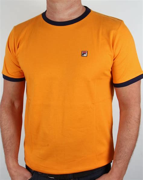 Fila Vintage Ringer T Shirt Orange Marconi Tee Mens