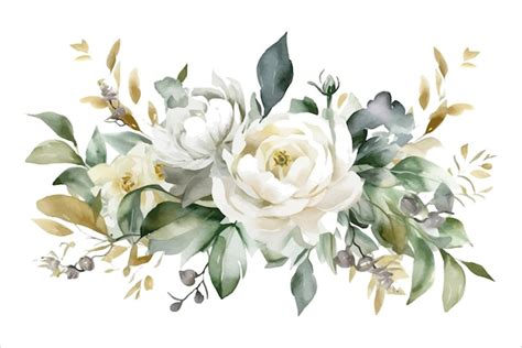 Premium Vector Watercolor Floral Illustration Bouquet White Flowers