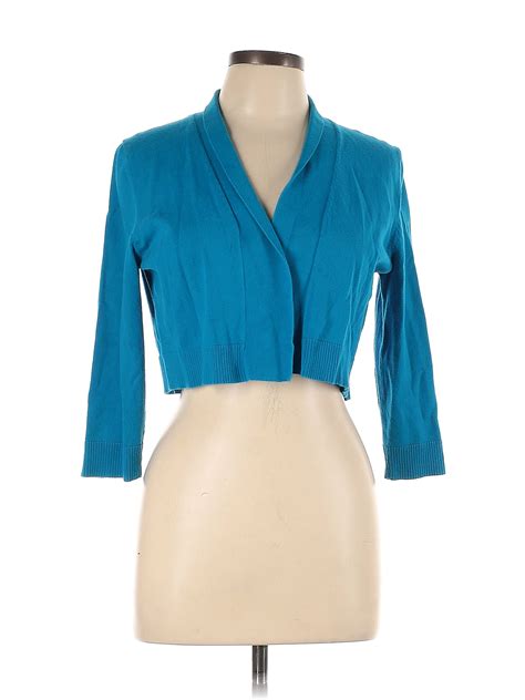 Calvin Klein Color Block Solid Teal Cardigan Size L 62 Off Thredup