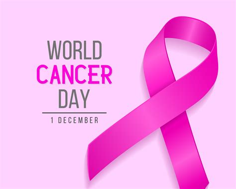 Realistic World Cancer Day Background With Pink Ribbon Vector