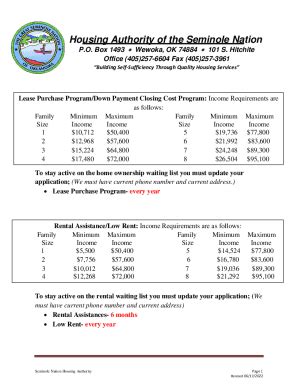 Fillable Online Seminole Nation Housing Authority Fill Online