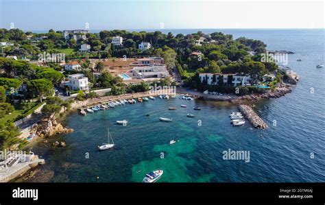 Aerial View Of Expensive Houses Behind Olivette Port On The Cap D