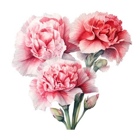 Premium AI Image | A bouquet of pink carnations with green leaves.