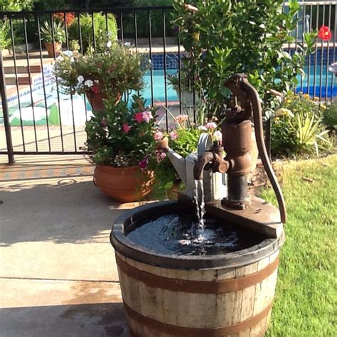 Whiskey Barrel Pump Fountain Fountain Whiskey Barrel Outdoor Decor