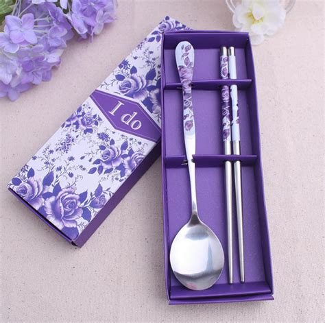 WFS2021 Purple Korean Chinese Spoon And Chopstick Favor Fork And