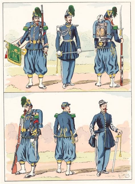 French Imperial Guard Chasseurs A Pied 1854 From Hector Large S Le Costume Militaire Vol Iii