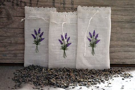 Linen Lavender Bag With Lavender Embroidery T Bag Etsy