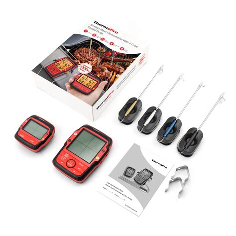 Thermopro Long Range Wireless Meat Thermometer With Probes Red