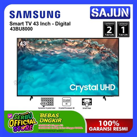 Jual Samsung Smart TV 43 Inch Crystal 4K UHD 43AU8000 UA43AU8000