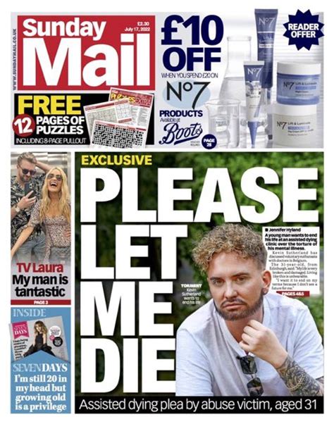 Sunday Mail Front Page 17th Of July 2022 Tomorrows Papers Today