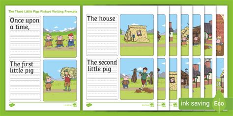 Ks1 The Three Little Pigs Simple Sentence Writing Prompts