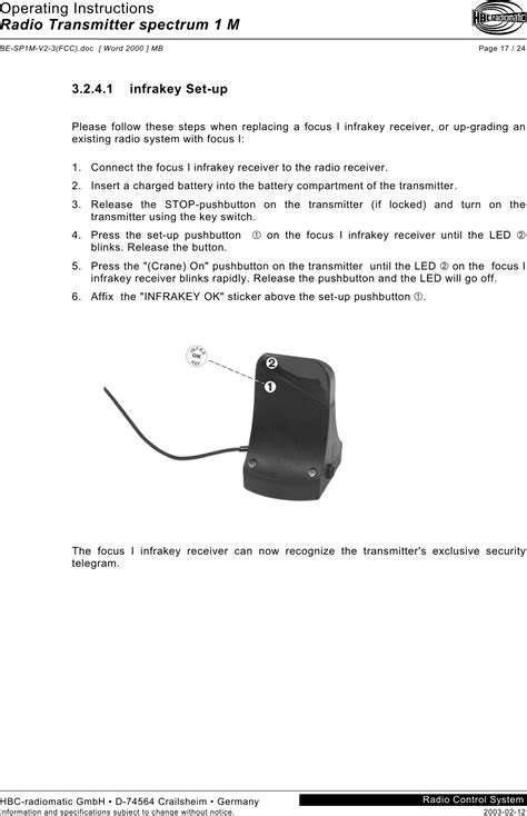 HBC Radiomatic MED004 Radio Transmitter Spectrum 1 M User Manual BE