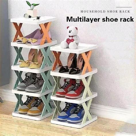 Easy To Assemble X Shaped Shoe Organizer With Multiple Tiers For Space