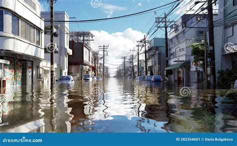 Una Ciudad Costera Japonesa Inundada Por Inundaciones Causadas Por El