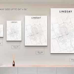 Lindsay Ontario Map Print ON Canada Map Art Poster Kawartha - Etsy