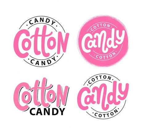 Premium Vector Cotton Candy Lettering Logo Set Candy Logo Logo